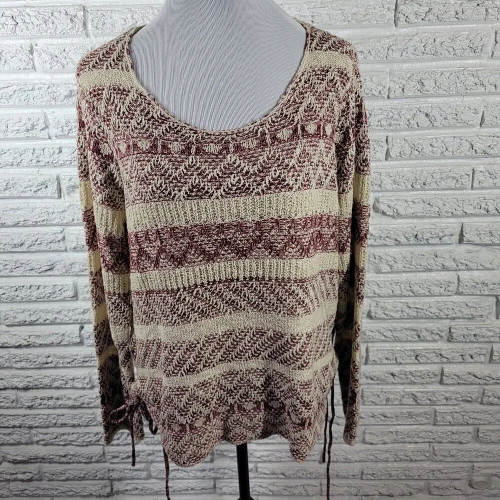 Knox Rose Women's XL Purple Beige Geometric Knit Pullover Sweater GEO183E